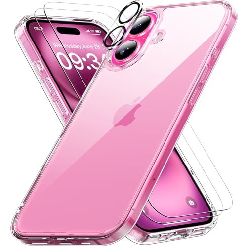 Amazon.co.jp: Peakally iPhone 16 用 ケース クリア レンズ保護2枚と